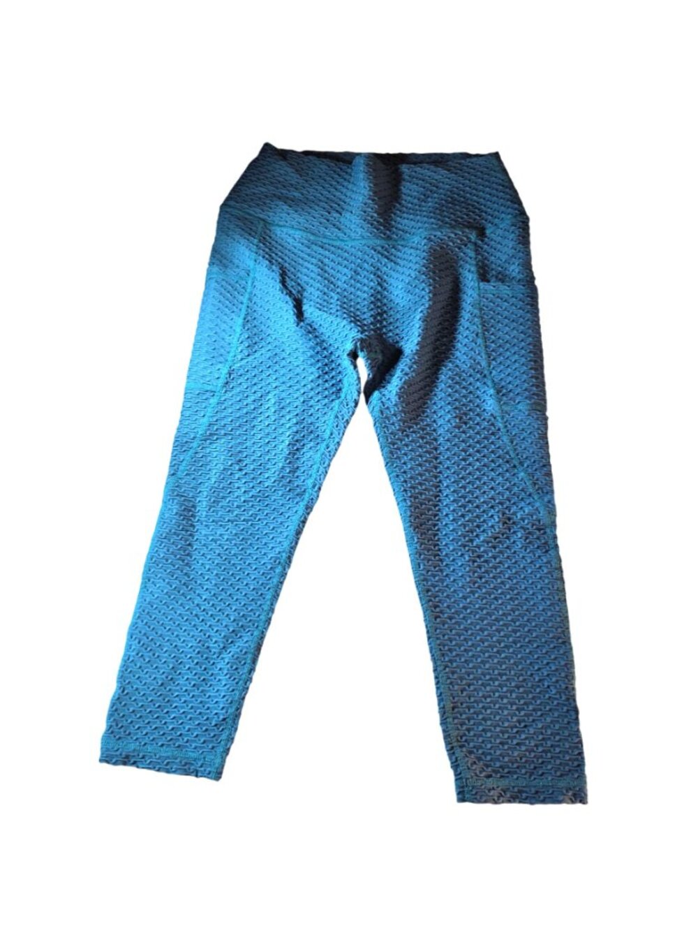 CVG Womens Blue Leggings Capris Textured M Nylon Spandex Blend Exercise Pants - Picture 2 of 7